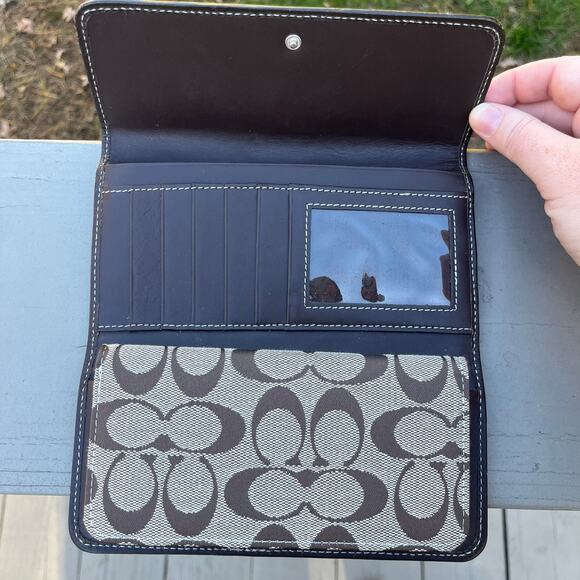 COACH 2 ITEMS! Signature Brown Long Wallet AND Checkbook, Cash Holder - Picture 12 of 13